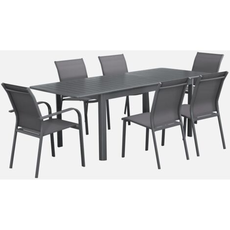 Mesa de jardín extensible de aluminio con 6 sillas