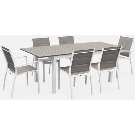 Mesa de jardín extensible de aluminio con 6 sillas