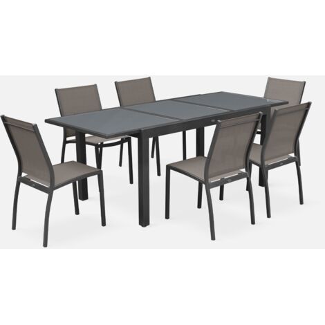 Mesa de jardín extensible de aluminio con 6 sillas