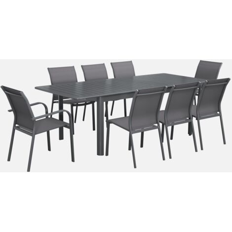Mesa de jardín extensible de aluminio con 8 sillas