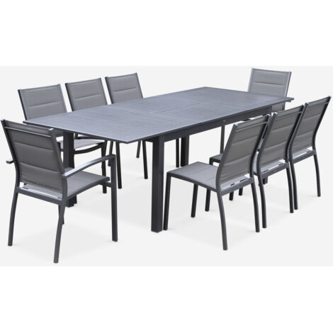 Mesa de jardín extensible de aluminio con 8 sillas