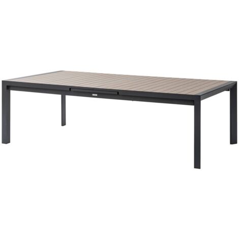 Mesa de jardín extensible Évasion efecto madera miel y grafito, 14 plazas con tapas de aluminio - Hespéride
