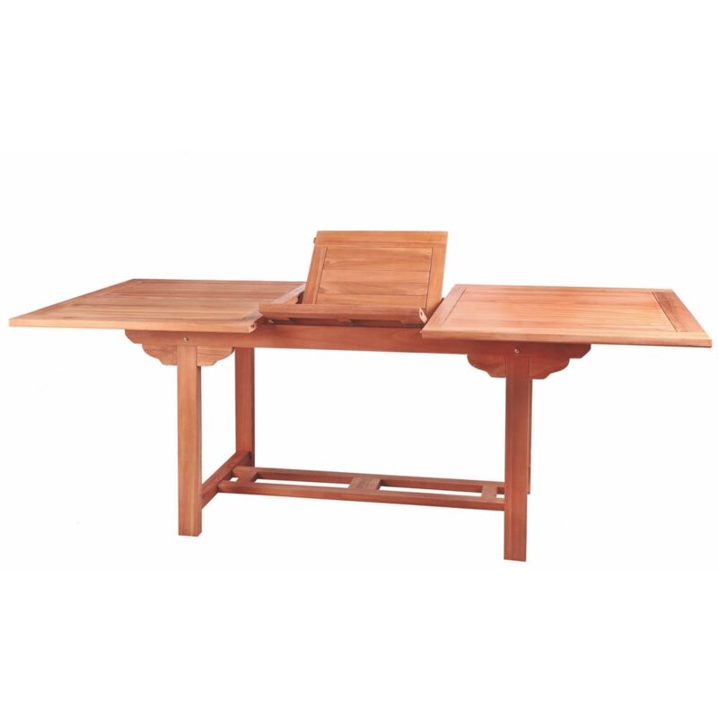 

Mesa de jardín extensible Kayla rectangular de teca naturalde 160x100x75 cm
