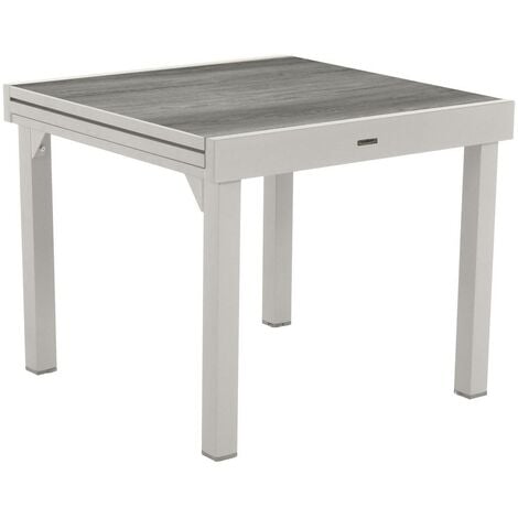 HESPERIDE Mesa de jardín extensible piazza gris humo y blanco - 8 asientos - Hespéride