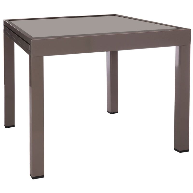 

Lolahome - Mesa de jardín extensible Stella de aluminio taupe de 90x90x74 cm