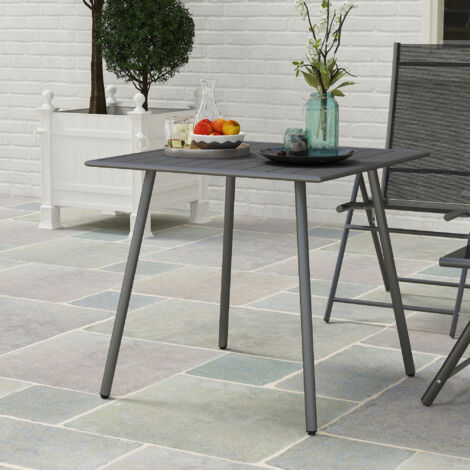 Mesa de jardín gris 4 personas 80x80x74cm resistente rectangular antideslizante acero para terraza jardín balcón exterior