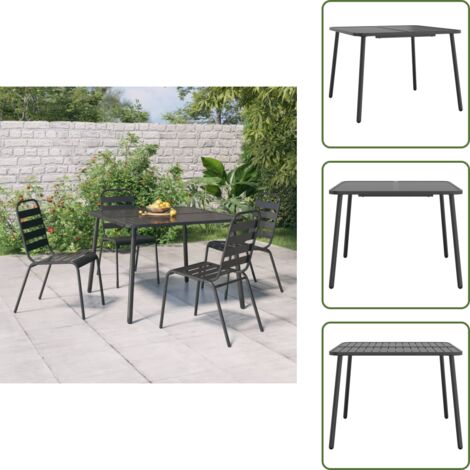 Mesa de jardín gris antracita - vidaXL Mesa de jardín de acero gris antracita 100x100x71 cm - Mesa de jardín con listones