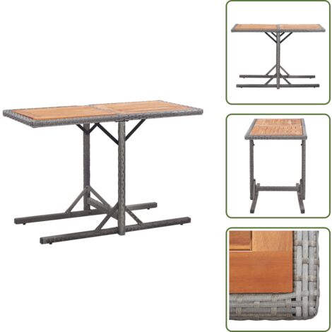 Mesa de jardín gris antracita - vidaXL Mesa de jardín ratán sintético y madera acacia gris antracita - Mesa de jardín impermeable