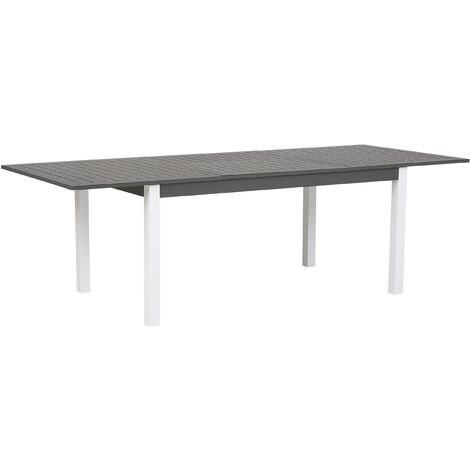 Mesa de jardín gris de aluminio 75 x 168 / 248 x 100 cm con tablero extensible Pancole