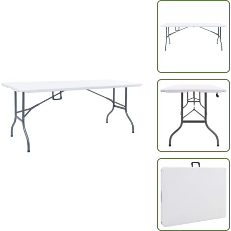 Mesa de jardín HDPE - vidaXL Mesa de jardín plegable HDPE blanco 180x72x72 cm - Mesa de jardín compacta