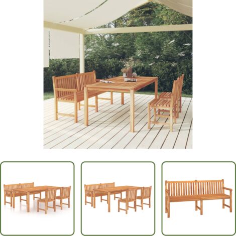 Mesa de jardín -  Juego de comedor de jardín 4 piezas madera maciza de teca