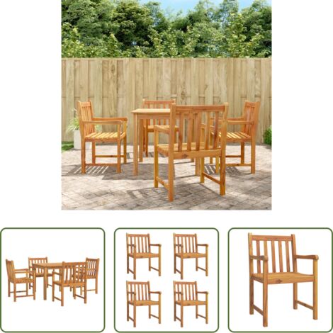 Mesa de jardín -  Juego de comedor de jardín 5 piezas madera maciza de acacia