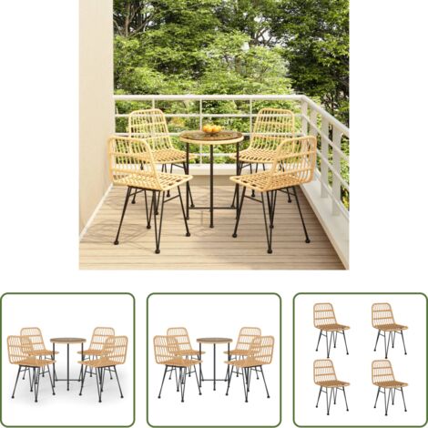 Mesa de jardín -  Juego de comedor de jardín 5 piezas ratán sintético