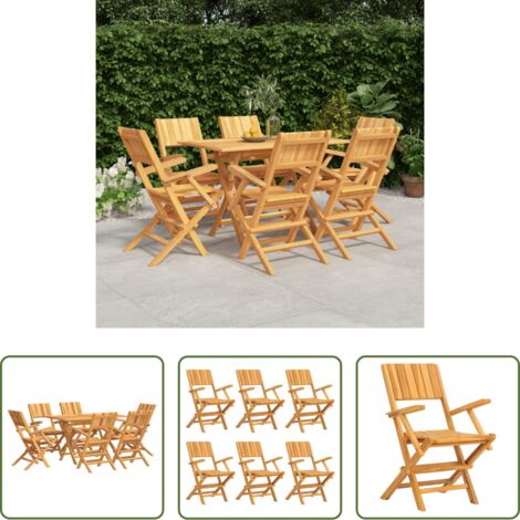 Mesa de jardín -  Juego de comedor de jardín 7 piezas madera maciza de teca