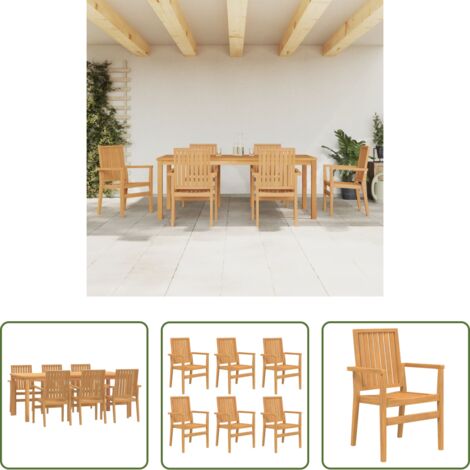 Mesa de jardín -  Juego de comedor de jardín 7 piezas madera maciza de teca