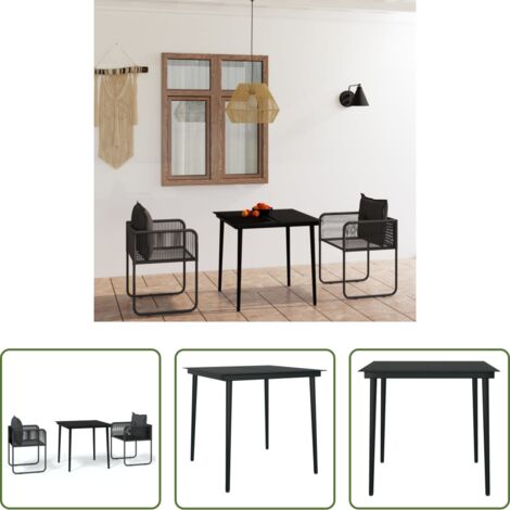 Mesa de jardín -  Juego de comedor para jardín 3 piezas negro