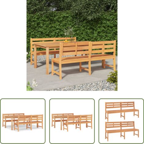 Mesa de jardín -  Juego de comedor para jardín 3 pzas madera maciza de teca