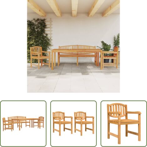 Mesa de jardín -  Juego de comedor para jardín 4 piezas madera maciza de teca