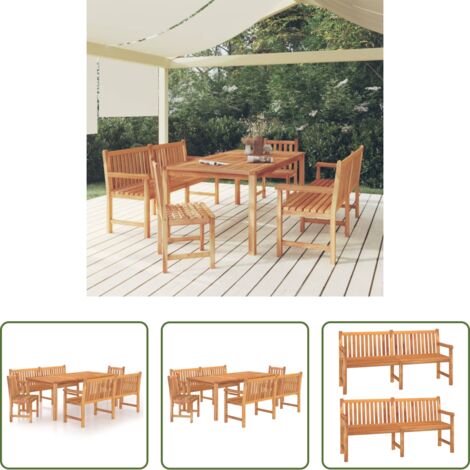 Mesa de jardín -  Juego de comedor para jardín 5 piezas madera maciza de teca