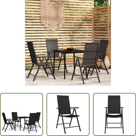 Mesa de jardín -  Juego de comedor para jardín 5 piezas negro