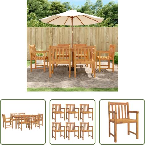 Mesa de jardín -  Juego de comedor para jardín 7 piezas madera maciza acacia