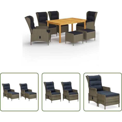 Mesa de jardín -  Juego de comedor para jardín 7 piezas marrón