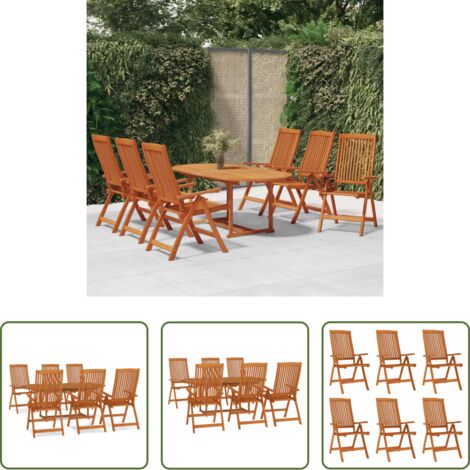 Mesa de jardín -  Juego de comedor para jardín 7 pzas madera maciza de eucalipto