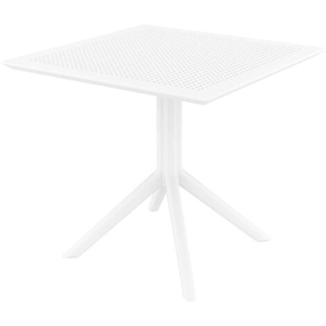Mesa de jardín lounge para interior o exterior altura fija 74 cm en plástico blanco 100003054