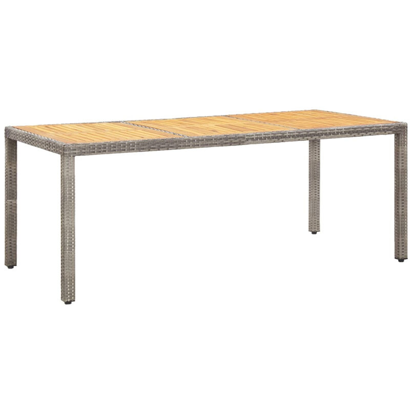 

Mesa de jardin madera acacia ratan sintetico gris 190x90x75 cm