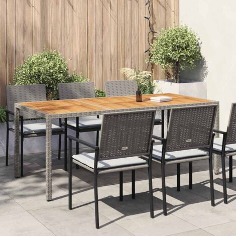 Mesa de jardín madera acacia ratán sintético gris 190x90x75 cm