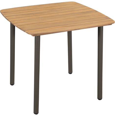 Mesa de jardín madera maciza de acacia y acero 80x80x72 cm vidaXL