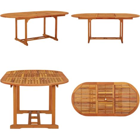 Mesa de jardín madera maciza de eucalipto 200x100x75 cm - Madera de eucalipto - Mesa extensible