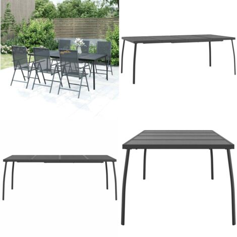 Mesa de jardín malla de acero gris antracita 200x100x72 cm - Acero - Malla
