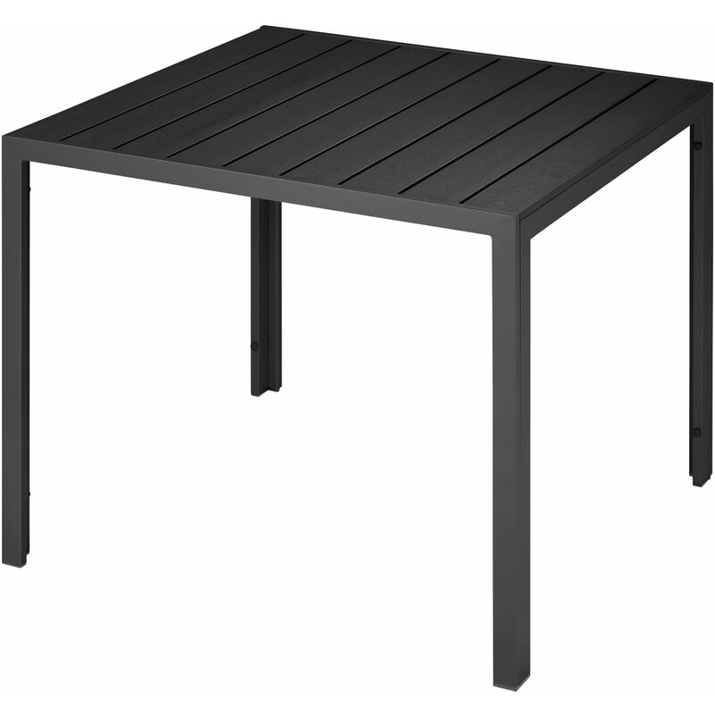 

Tectake - Mesa de jardín Maren - mueble para terraza de aluminio, mesa cuadrada moderna para exteriores, mobiliario para patio estable - negro