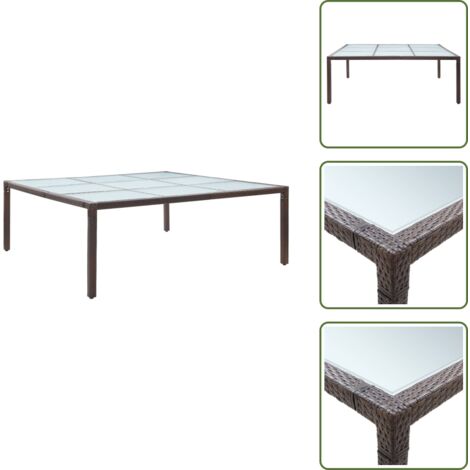 Mesa de jardín marrón - vidaXL Mesa de comedor de jardín ratán sintético marrón 200x200x74 cm - Mesa de patio