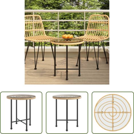 Mesa de jardín -  Mesa de comedor de vidrio templado y acero 50 cm
