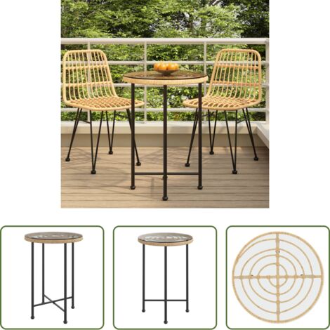 Mesa de jardín -  Mesa de comedor de vidrio templado y acero 55 cm