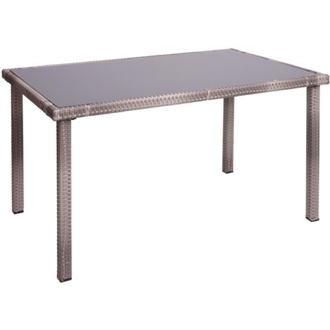 Mesa de jardín para balcón 120x75cm en polirratán marrón grisáceo 040005085