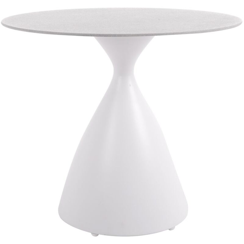 

Lolahome - Mesa de jardín para comedor Nadia pedestal de aluminio blanca de Ø 80x77 cm