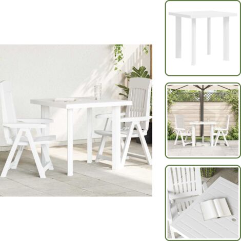 Mesa de jardín para comer - vidaXL Mesa de jardín de plástico blanco 80x75x72 cm - Mesa de jardín con sombrilla