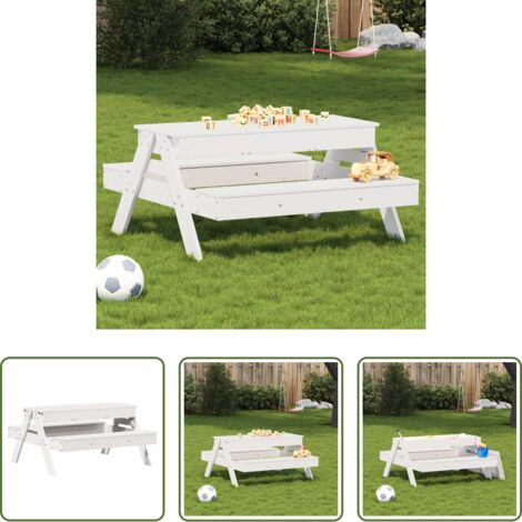 Mesa de jardín para niños -  Mesa de pícnic con arenero de niños madera maciza pino blanco