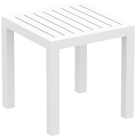 Mesa de jardín pequeña de plástico blanco resistente a la intemperie 45x45x45 cm MDJ10199