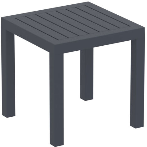 Mesa de jardín pequeña de plástico gris oscuro resistente a la intemperie 45 x 45 x 45 cm MDJ10202