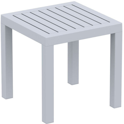 Mesa de jardín pequeña de plástico gris resistente a la intemperie 45x45x45 cm MDJ10201
