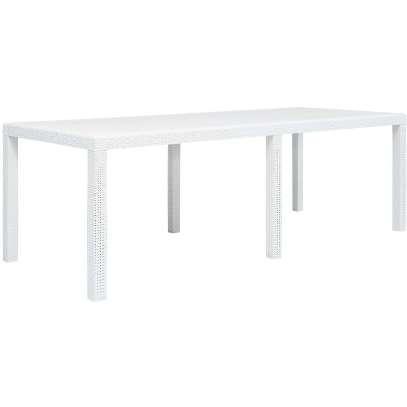 

Mesa de jardin plastico aspecto de ratan blanco 220x90x72 cm