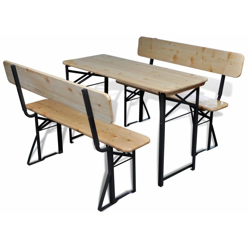 

Mesa de jardin plegable con 2 bancos madera de abeto 118 cm