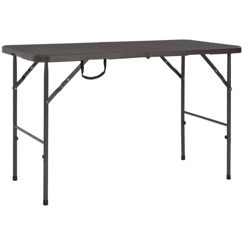 

vidaXL Mesa de jardín plegable HDPE marrón aspecto ratán 120x60x74 cm - Marrón