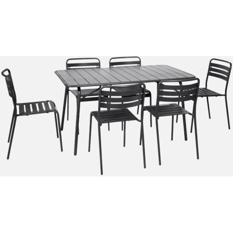 Mesa de jardín plegable de metal con 6 sillas
