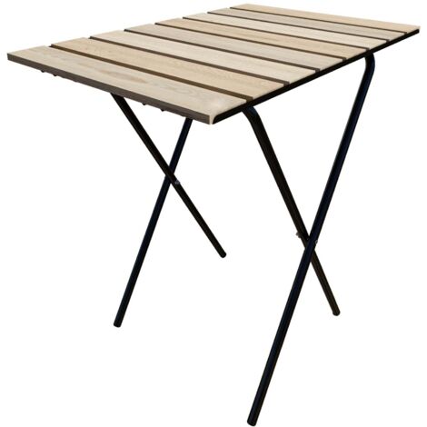 Mesa de jardín plegable de metal y madera de pino 60 x 40 x 57 cm color negro natural 030011088