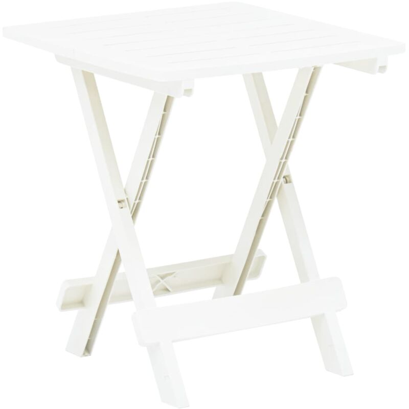 

vidaXL Mesa de Jardín Plegable de Plástico 45x43x50 cm Blanco - Blanco